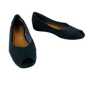 Baretraps Memory Foam Jasmyn Black Peep Toe Flats Women's Shoes 9